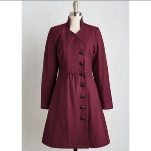 Outdoor orchestra ModCloth wool coat - fit & flair - m - berry color
